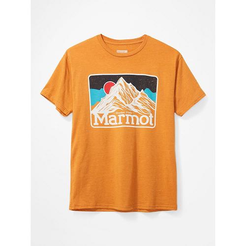 Marmot Mountain Peaks T-Shirts For Mens Gold EBY364790